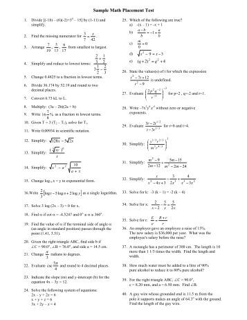 college math placement test study guide
