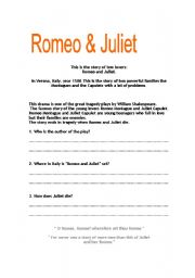 romeo and juliet study guide worksheet